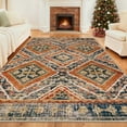thumbnail image 3 of NewBuros 8'x10' Area Rugs for Living Room, Non-Slip Machine Washable Rugs, Soft Stain Resistant Low Pile Vintage Distressed Print Western Indoor Carpet, Orange, 3 of 12