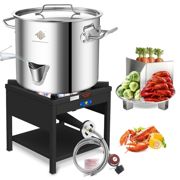 ARC 52 QTStainless Steel Steamer Pot with Propane Burner for Outdoor Cooking Large Pot with Water Spout, Divider and Steamer Rack,Seafood Crab-Vegetable-Vaporeras para Tamale Steaming