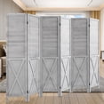 thumbnail image 2 of 67”H Wood Room Divider Screen with 6 Panels,Dual-hingers Folding Privacy Screens,Room Divider for Room Separation,Grey, 2 of 6