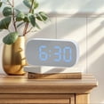 thumbnail image 2 of Unique Bargains 2 Pcs Oval Alarm Clock Snooze 5.1 x 2.6 x 1.4 in White Blue, 2 of 6
