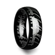 LOTR Lord of the Rings Black Tungsten Ring The One Engraved Sauron's Band - 6mm - Size 10