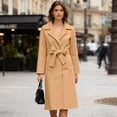 thumbnail image 5 of Women's 2025 Wool Blend Long Coat, Mid-Length Trench Style Fall Winter Overcoat with Belt, Elegant Lapel Design Warm Woolen Coat for Women, Timeless Casual Longline Belted Outerwear B XL, 5 of 9