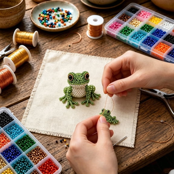 LOWLHOME 3D Beaded Animal Kit,Tiny 3D Beaded Animal DIY Kit,DIY Animal Beading Kit, Handmade Creative Jewelry Art Craft Kit,Jewelry Art Craft Kit for Creative DIY Projects,Frog