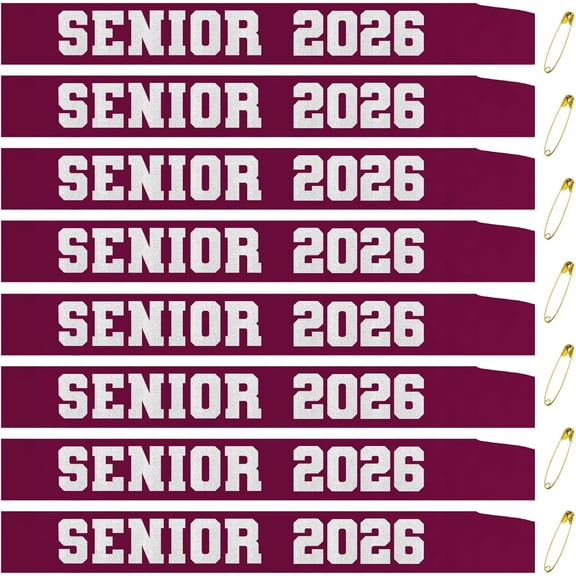 1 pcs Burgundy Red Senior 2026 Sashes with Silver Glitter Letters - Maroon Senior Sash Class of 2026, Celebration Cheer Sash, Class Competition Sashes, Graduation Party Supplies, Favors