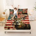 thumbnail image 3 of Manfei Grunge Deer Bed Sheets, Distressed American Flag Full Size Sheets, Red White Blue, Black Reversible 4pcs (1 Flat Sheet, 1 Fitted Sheet and 2 Pillowcases), 3 of 6