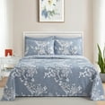 thumbnail image 2 of Hong and Arts Inc. Marina Decoration Soft Silky Deep Pocket Rich Printed Rayon from Bamboo All Season Sheet Set, Romantic Inkwash Floral Blue Grey,, 2 of 5