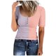 thumbnail image 1 of Tops de Cuello Redondo para las Mujeres Botón Hasta Manga Corta Suelta Camiseta de Imitación Algodón Estante, Top Casual para el Hogar Diario Y el Trabajo, 1 of 5