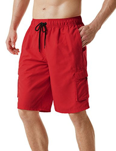 Quick Dry Beach Board Shorts Bathing Suits with Inner Mesh Lining and Pockets TSLA Men's 11 Inches Swim Trunks
