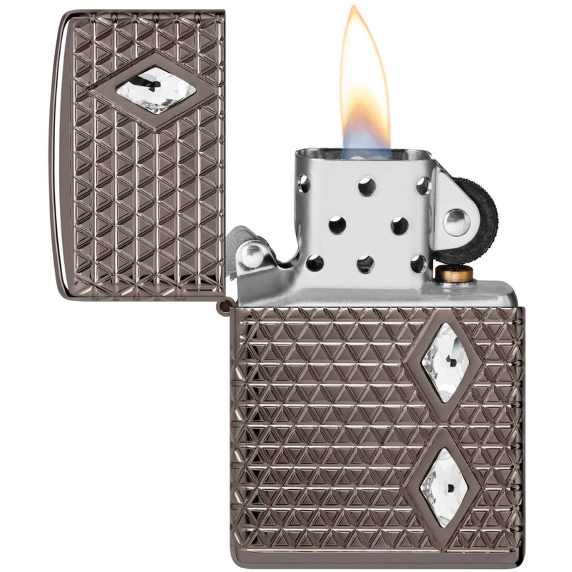 Zippo 46316 Diamond Pattern Design Black Ice Metal Pocket Lighter