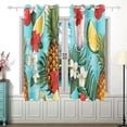 thumbnail image 2 of Pineapples Lemons Floral Leaves Curtains Black Out 63 Inch Length Curtains for Sliding Glass Doors Bedroom Living Room 2 Panels Set, 2 of 5