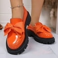 thumbnail image 2 of HAOTAGS Loafers for Plus-Size Women,Comfortable Causal With Bow Embellishment Low-Heeled Shoes Orange 9, 2 of 9