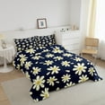 thumbnail image 3 of Erosebridal Light Yellow Groovy Flower Bedding Queen Comforter Set, Vintage Daisy Floral Down Comforter, Navy, Breathable 3-Piece, 3 of 7