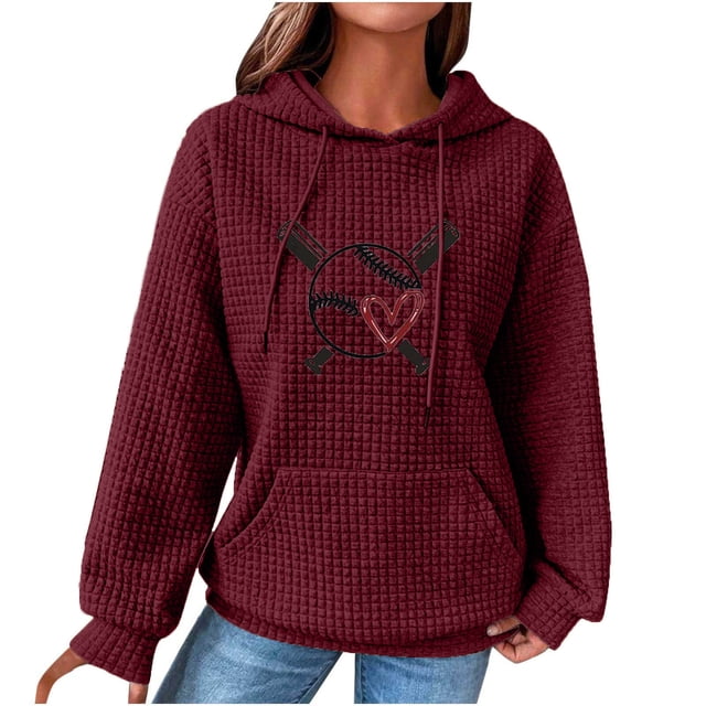 Chandails à Capuchon pour Femmes Mode Automne et Hiver Imprimé Décontracté Manches Longues Col Rond Chandails en Molleton à Capuche Blouse Ample avec Cordon de Serrage et Poche