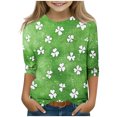 thumbnail image 1 of COM1950s St. Patricks Day, Children's St. Patrick's Day Casual Heart-Shaped Printed Pattern Quarter Sleeve Round Neck Top, St. Patricks Day for Kids, 1 of 9
