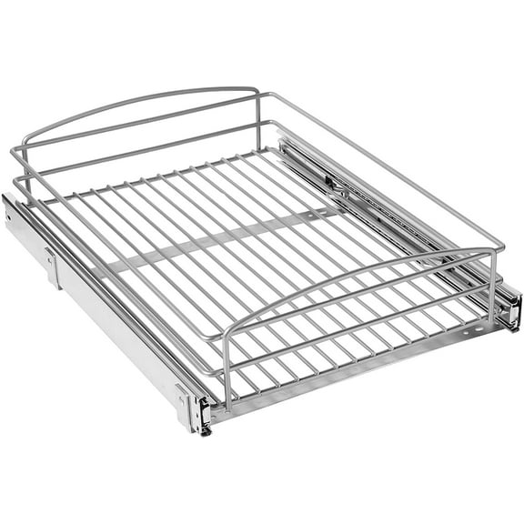 Knape & Vogt RS-MUB-14-FN 5 in. H x 15 in. W x 20 in. D Multi-Use Basket Silver Pull Out Cabinet Organizer, Frosted Nickel