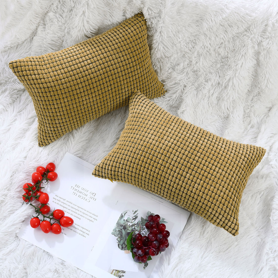 Rectangle Throw Pillow Case Covers Home Decor Cushion Cover Camel 2PCS