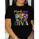 thumbnail image 1 of Women's Mardi Gras & Carnival Mask Print T-Shirt - Casual Crew Neck, Short-Sleeved, All-Season Polyester Top, Ladies T Shirts, Four Seasons, Round Neck, 1 of 7