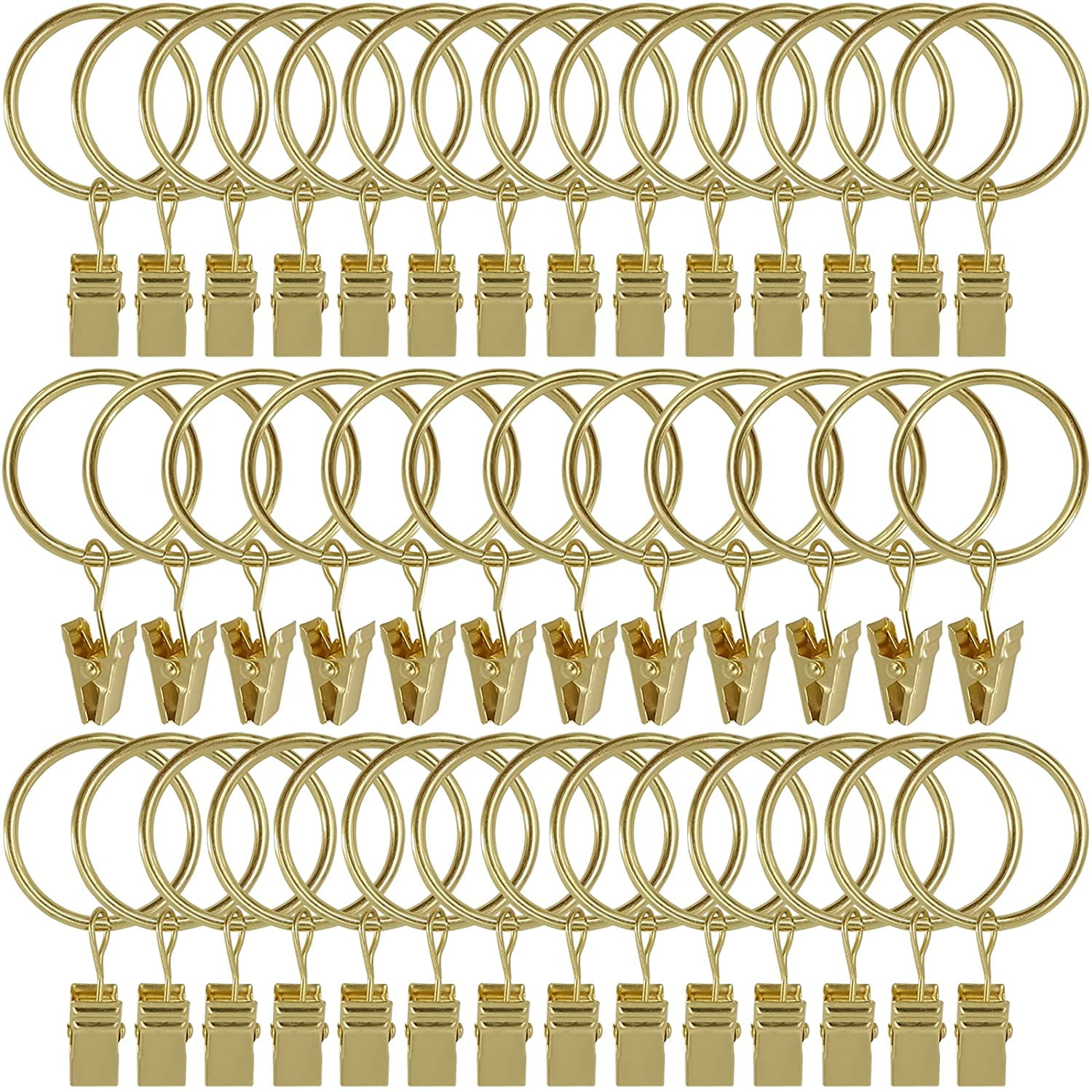 Drapes Rings 1 in Interior Diameter Vintage Bronze Drapery Clips with Rings Fits Diameter 5/8 in Curtain Rod AMZSEVEN 44 Pack Metal Curtain Rings with Clips Curtain Hangers Clips 