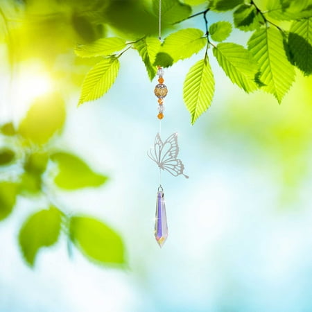 

MRULIC Hangs Butterfly Crystals Suncatcher Hanging Suncatchers Beads Colorful Crystal Chandelier Pendant Wall Hanging Tree Window + G