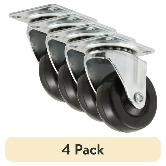 (4 pack) Super Sliders 2" Swivel Plate Caster with Rubber Wheel, Rolls on Carpet or Hard Surfaces - 1-Pack