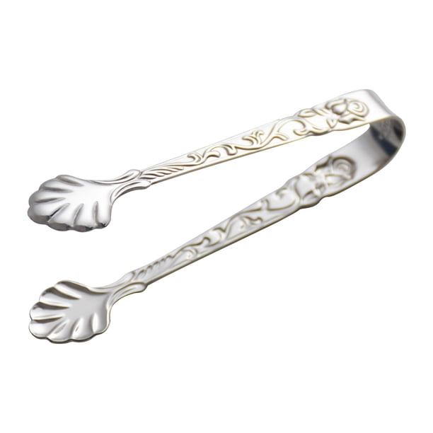 Mini pinzas para servir, pinzas para hielo, pinzas para barbacoa, pinzas para ensaladas, pinzas de cocina de acero inoxidable Plata