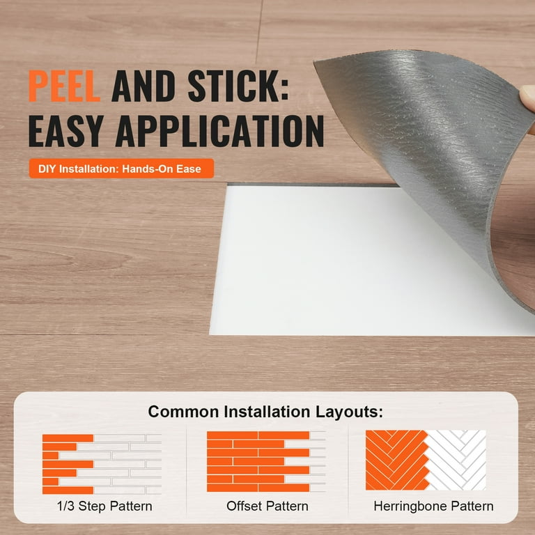 KFFKFF Peel and Stick Vinyl Floor Tiles, 36 Tiles Measuring