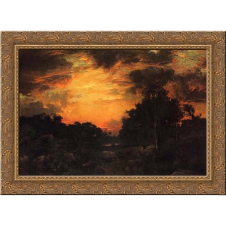 Sunset on Long Island 24x19 Gold Ornate Wood Framed Canvas Art by Moran, Thomas
