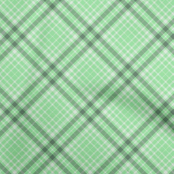 oneOone Polyester Spandex Sea Green Fabric Plaid Dress Material Fabric Print Fabric By The Yard 56 Inch Wide