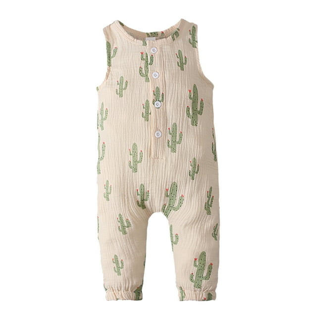 XDZJLR Baby Boy Rompers Play Infant Clothing Sleeveless Cartoon Printed Pajamas Sleep & Outfit