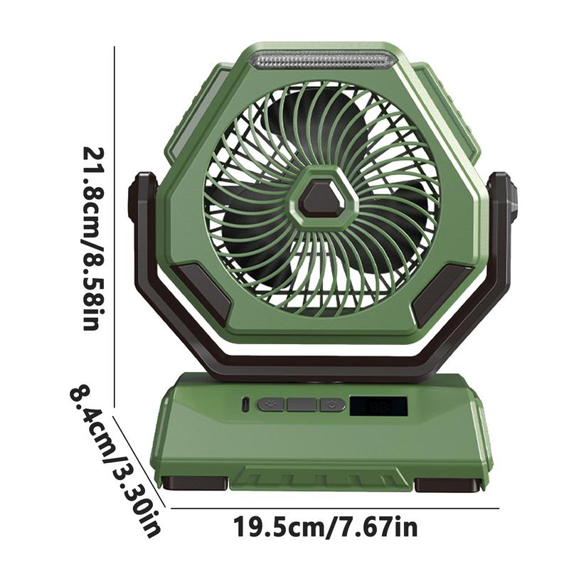 Rechargeable Portable Camping Fan with LED Lantern,Battery Powered Fan,Small Desk Cordless Fans with Hook,270 Head Rotation 3 Speeds USB Recharge Outdoor Fan for Tent Travel Canopy Beach