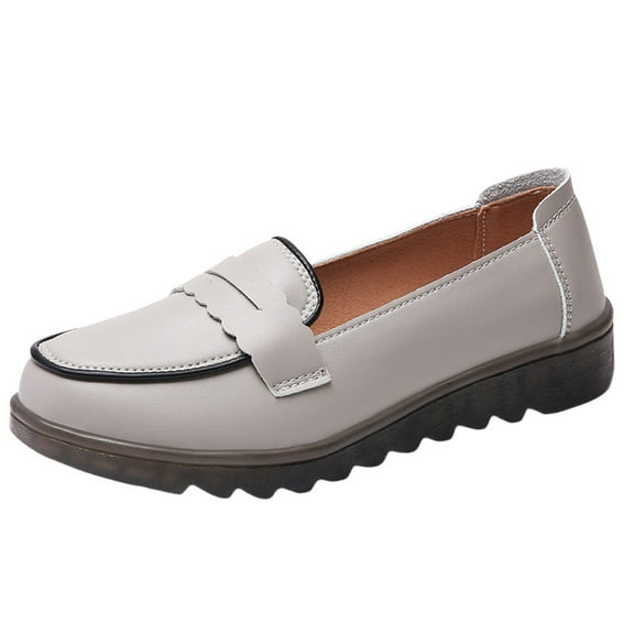 Sngxgn Women s Flats Breathable Comfort Slip-on Light Weight Walking Shoes(Grey,38)