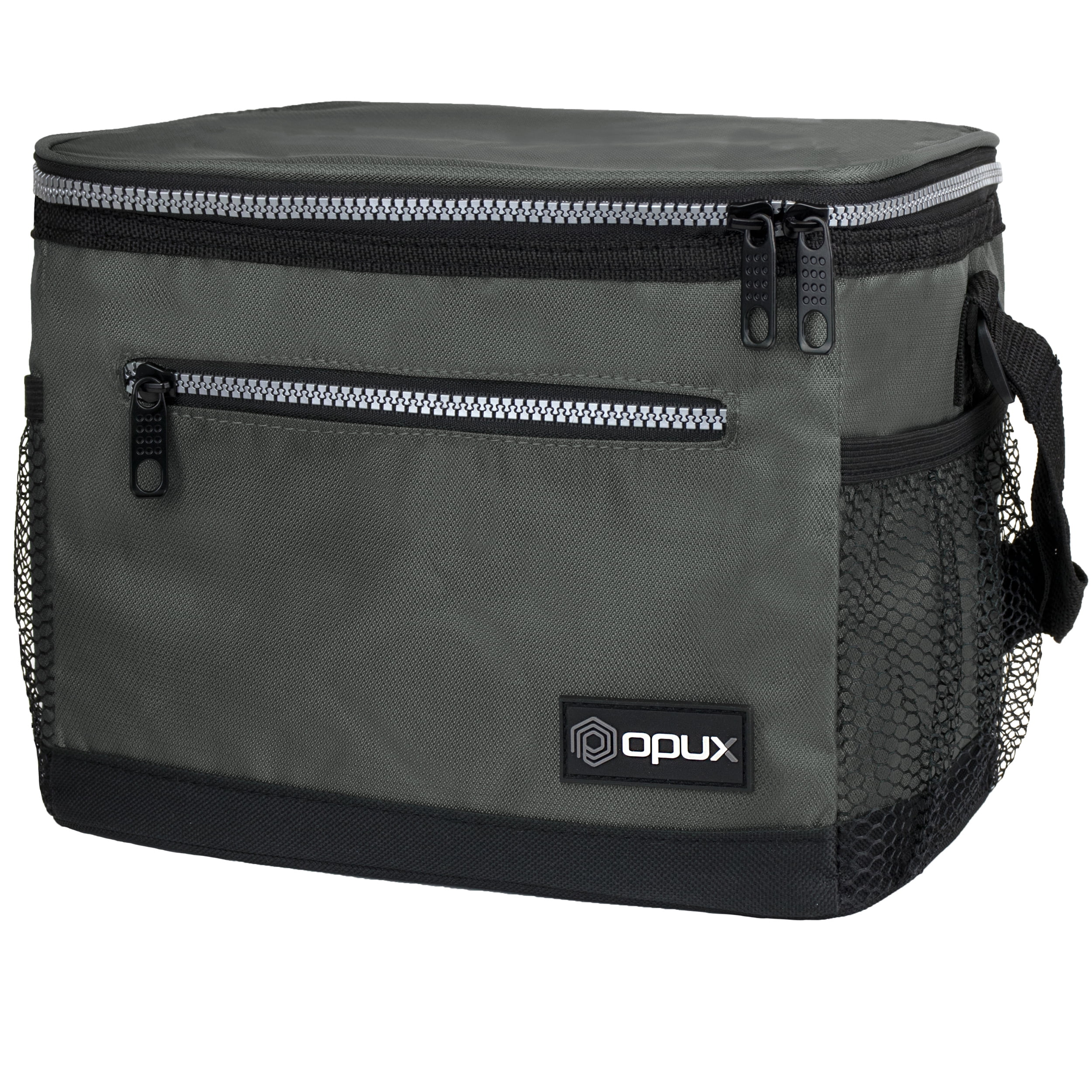 Men OPUX Premium Insulated Lunch Bag for Women Heather Charcoal Grey Adults Medium Lunch Cooler for School Fits 6 Cans Soft Leakproof Liner Pocket Work Lunch Box with Shoulder Strap 