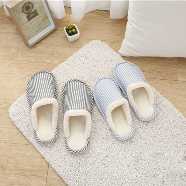 Fluffy striped slipper sale