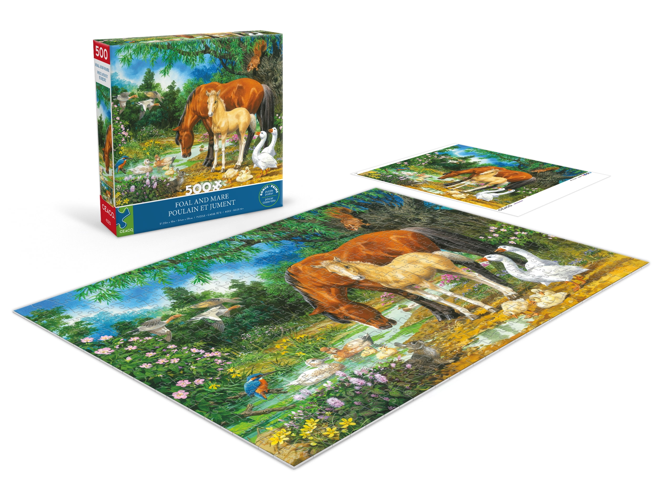 Ceaco John Francis Foal and Mare 500-Piece Interlocking Jigsaw Puzzle for Adults Ages 14+