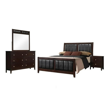 Pemberly Row 4-piece California King Wood Bedroom Set Cappuccino and Black
