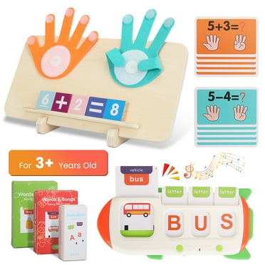 Moclever Talking Flash Cards and Finger Counting Math Board Interactive Learning Toys for Kids Aged 3  Number Alphabet Words Song Learning