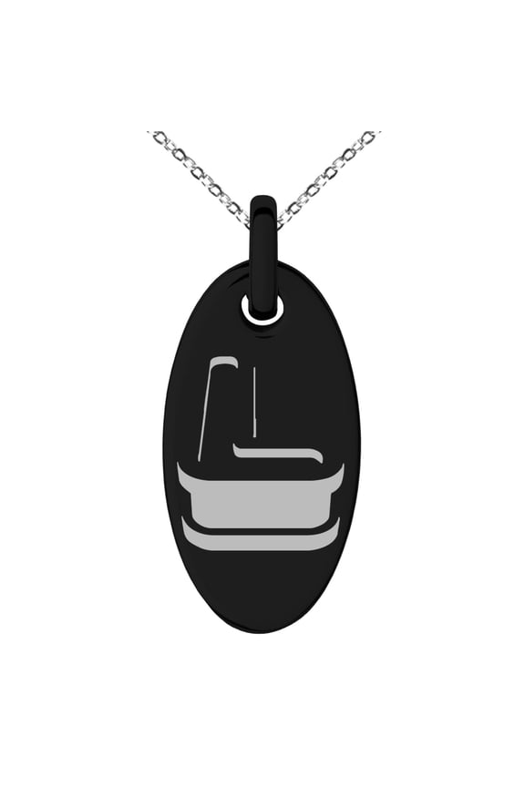 Stainless Steel Letter L Initial 3D Monogram Engraved Small Oval Charm Pendant Necklace