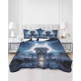 thumbnail image 2 of Quilts Queen Size Bedding Set, Aesthetic Elephants Reversible Summer Quilt 3 Pieces, Black Forest Moon Night Blue Ombre Lightweight Bedspreads Coverlets with 2 Pillow Shams for All Seasons, 2 of 5