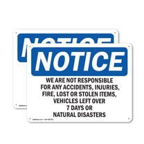 (2 Pack) We Are Not Responsible For Accidents OSHA Notice Sign 10 Inch X 7 Inch Indoor / Outdoor Rust-Free Aluminum Metal Signs for Workplace, Workshop, and Construction Site, Made in