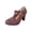 Wine, variant on T-Strap Mary Jane Heels For Women Closed Toe Adjustable Buckle Comfort Office Footwear
