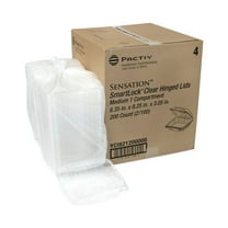 Pactiv Corp. YCI821200000 SENSATION SmartLock 8.34 in. x 8.24 in. x 3.05 in. Plastic Hinged Lid Container - Clear (200/Carton)
