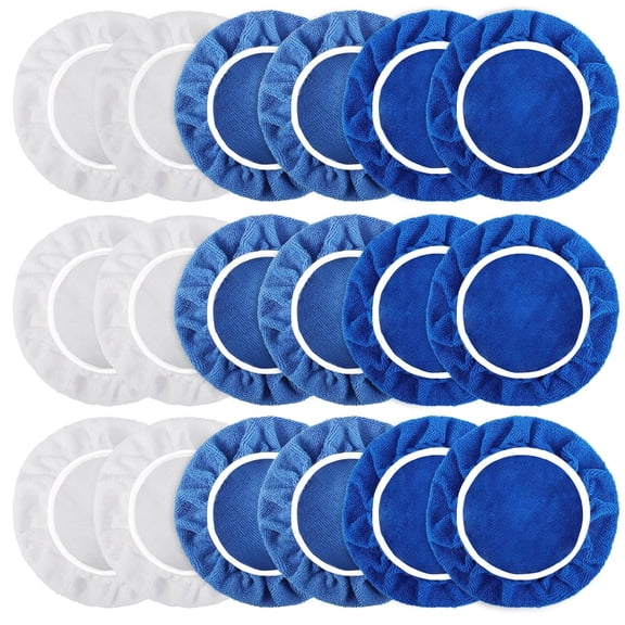18 Pcs Polishing Bonnet Pads,8-9 Inch Buffer Bonnet Waxers Bonnet,Soft Microfiber Car Polisher Pad Bonnet,Car Buffer Bonnets,Buffing Pad Cover for Car Polisher,3 Colors