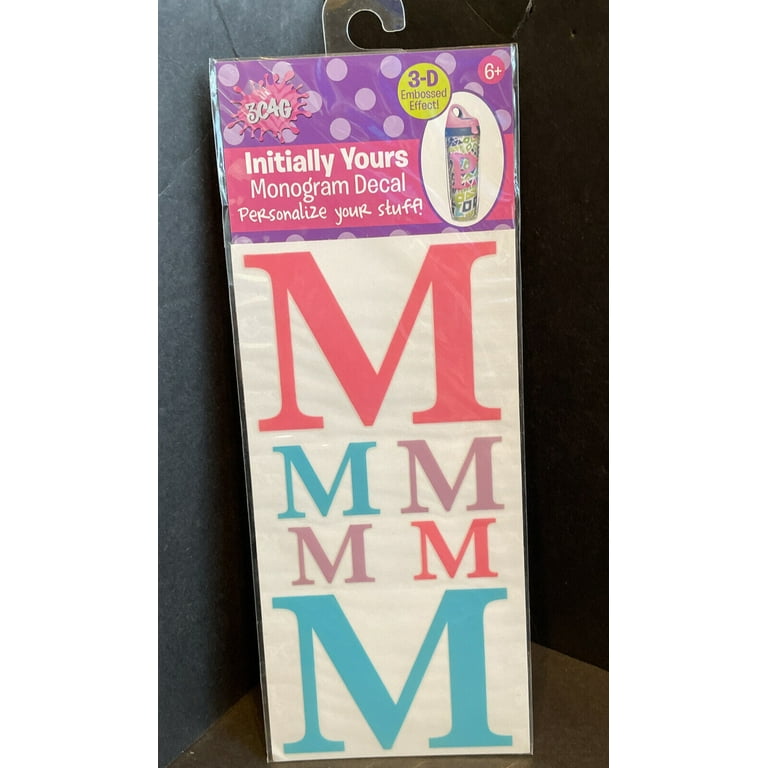 Initially Yours “M” Monogram Decal 3D Embossed Effect