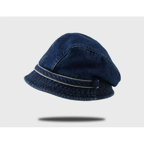 SikaFu Version Of Personalized Trendy Products, Fashionable British Short Brimmed Denim Hats, Women's Spring, Summer, Autumn Shopping, Showing Face, Small Beret Hat Trend