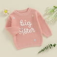 thumbnail image 2 of Big Sister Little Sister Matching Outfits Toddler Baby Girl Chunky Knit Sweater Winter Warm Sweatshirt Knitted Pullover Top Clothes, 2 of 8