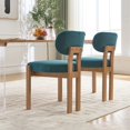 thumbnail image 6 of PORKISS Upholstered Dining Chairs Set of 2, Mid-Century Kitchen Chairs with Solid Wood Legs and Cushioned Wingback for Kitchen, Teal, 6 of 8