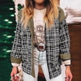 thumbnail image 2 of Women's Plaid Jacket Coats Outerwear, Long Sleeve Button Down Open Front Loose Fit, Casual Daily Wear Streetwear Travel Fashion Essential Gift for Women | CSEONE,Brown XL, 2 of 9