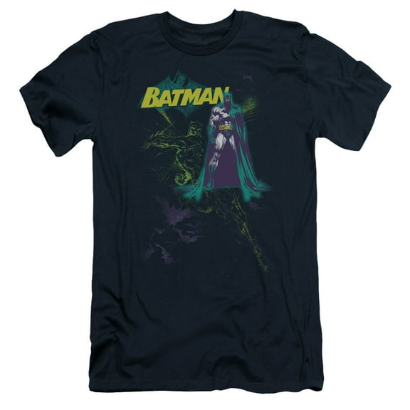Batman Bat Spray S/S Adult 30/1 T-Shirt Navy