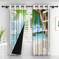 thumbnail image 2 of Palm Trees Blackout Curtains For Living Room, Room Darkening Grommet Curtains, White Window View, 42"x63", 2 Panel, 2 of 6