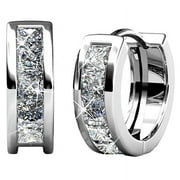 Cate & Chloe Giselle Chunky 18k White Gold Plated 15mm Women Hoop Earrings with Swarovski Crystals